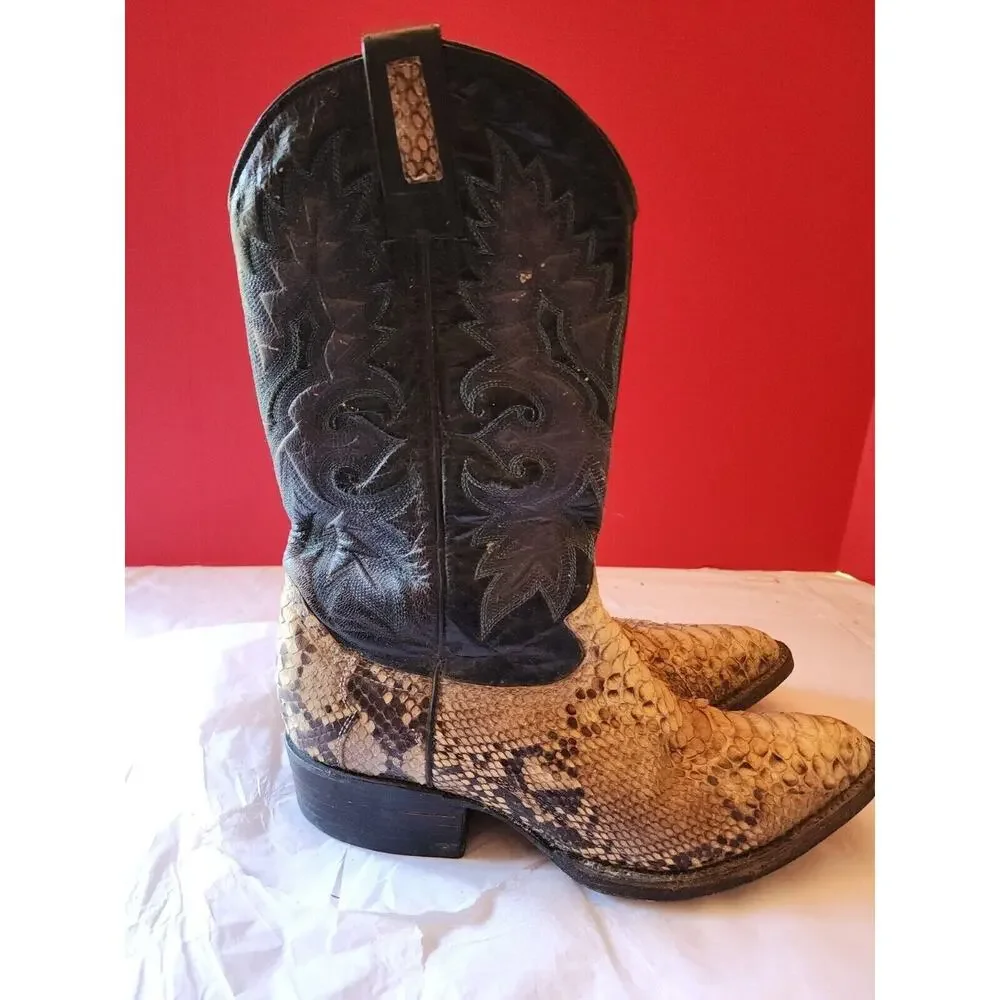 Vintage R R Navarro Snakeskin Cowboy Boots Western Men's 8 8.5 D